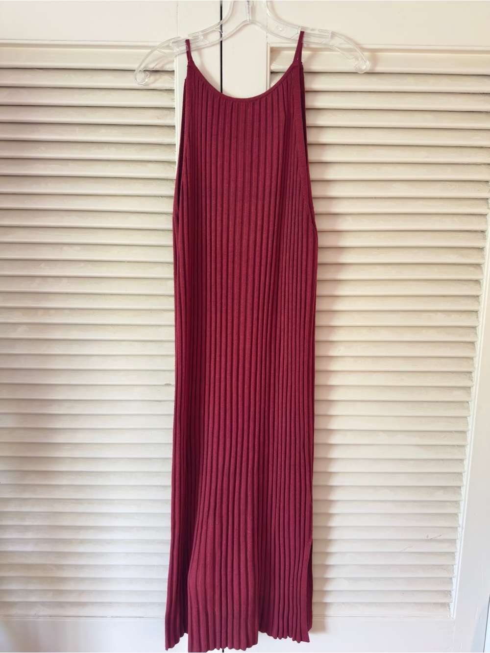 NWT AVA & VIV 1X MERLOT RIBBED KNIT COLUMN MAXI DRESS